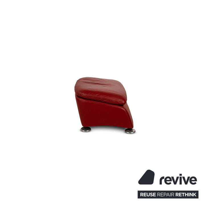 Montis Loge Leather Armchair and Stool Red