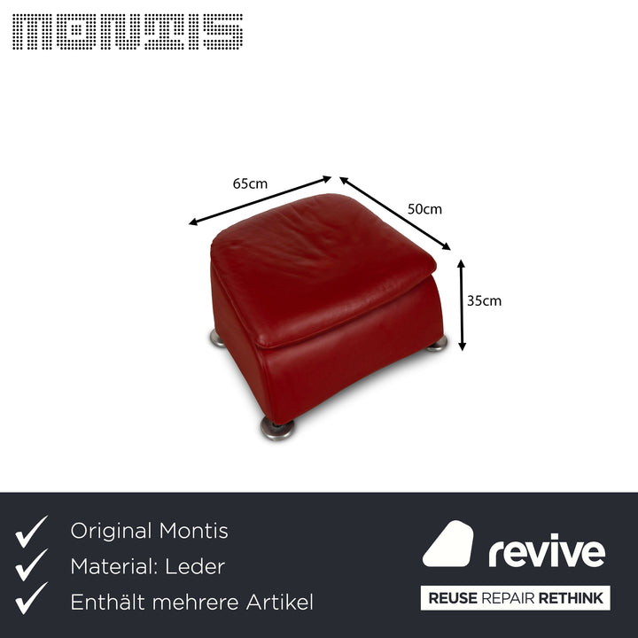 Montis Loge Leather Armchair and Stool Red