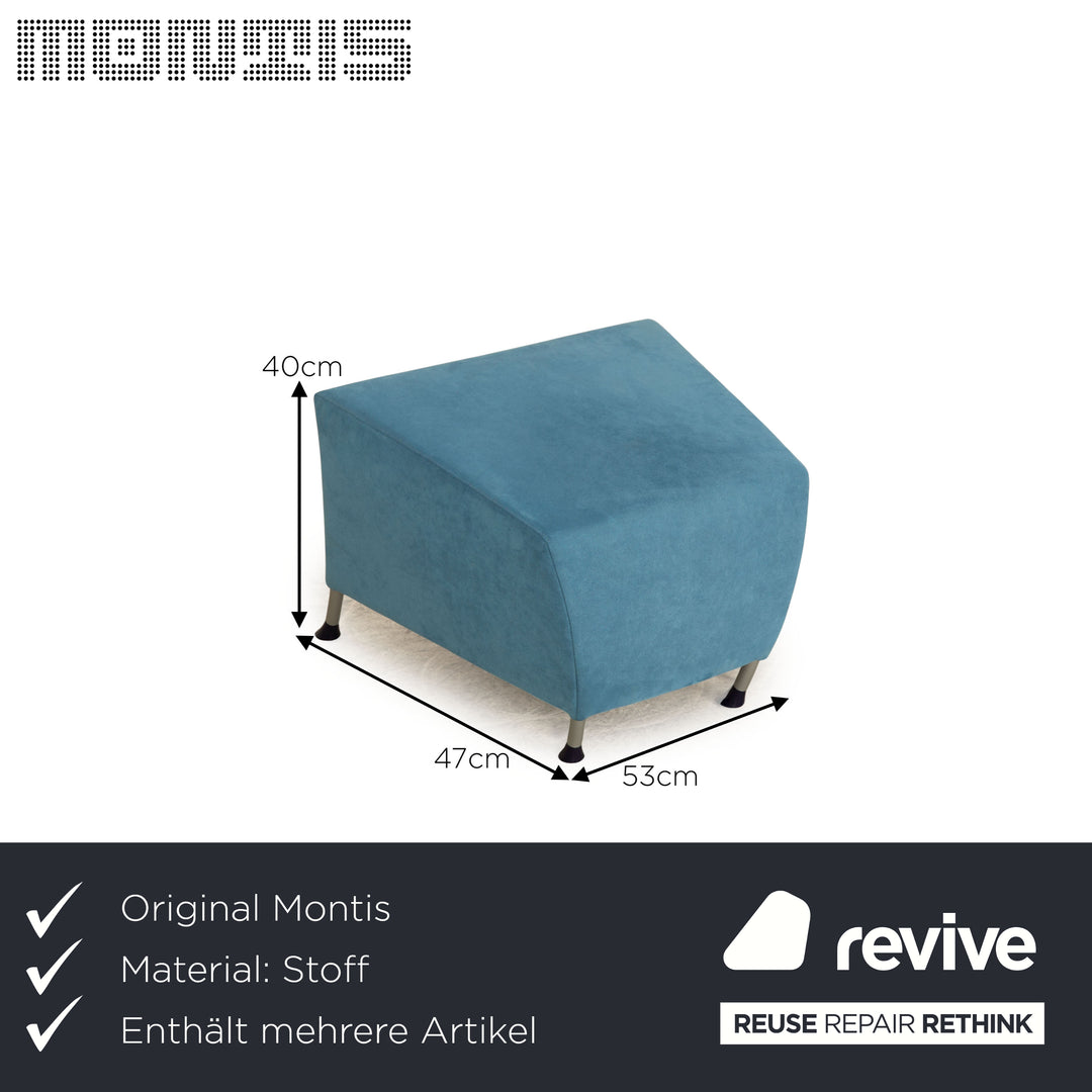 Montis Windy fabric armchair set blue stool