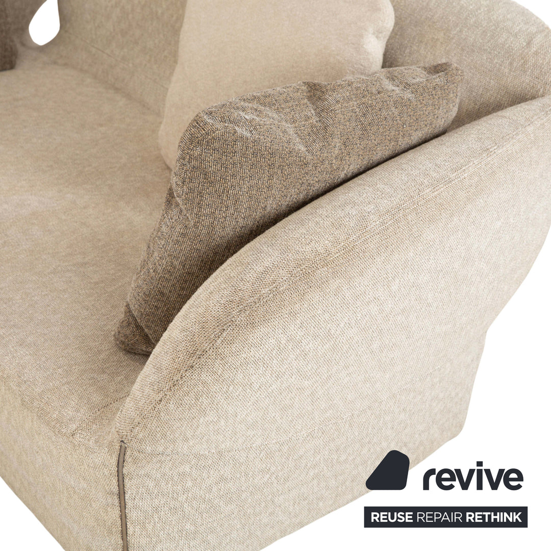 Moroso Bloomy Fabric Three Seater Beige Gray Sofa Couch