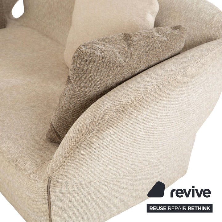 Moroso Bloomy Fabric Three Seater Beige Gray Sofa Couch