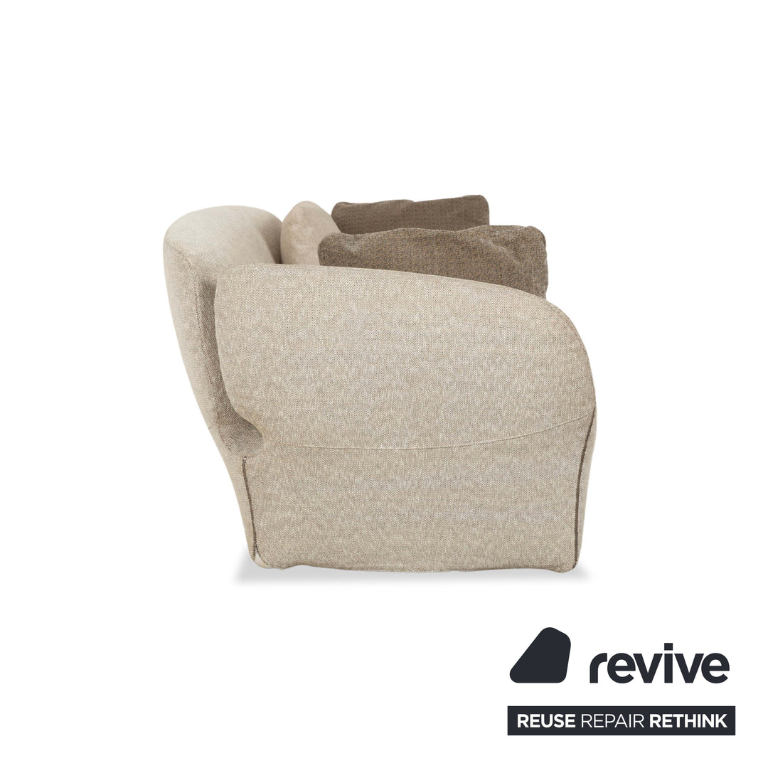 Moroso Bloomy Fabric Three Seater Beige Gray Sofa Couch