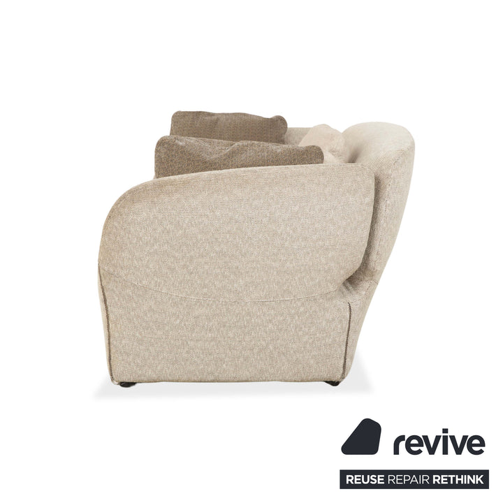 Moroso Bloomy Fabric Three Seater Beige Gray Sofa Couch