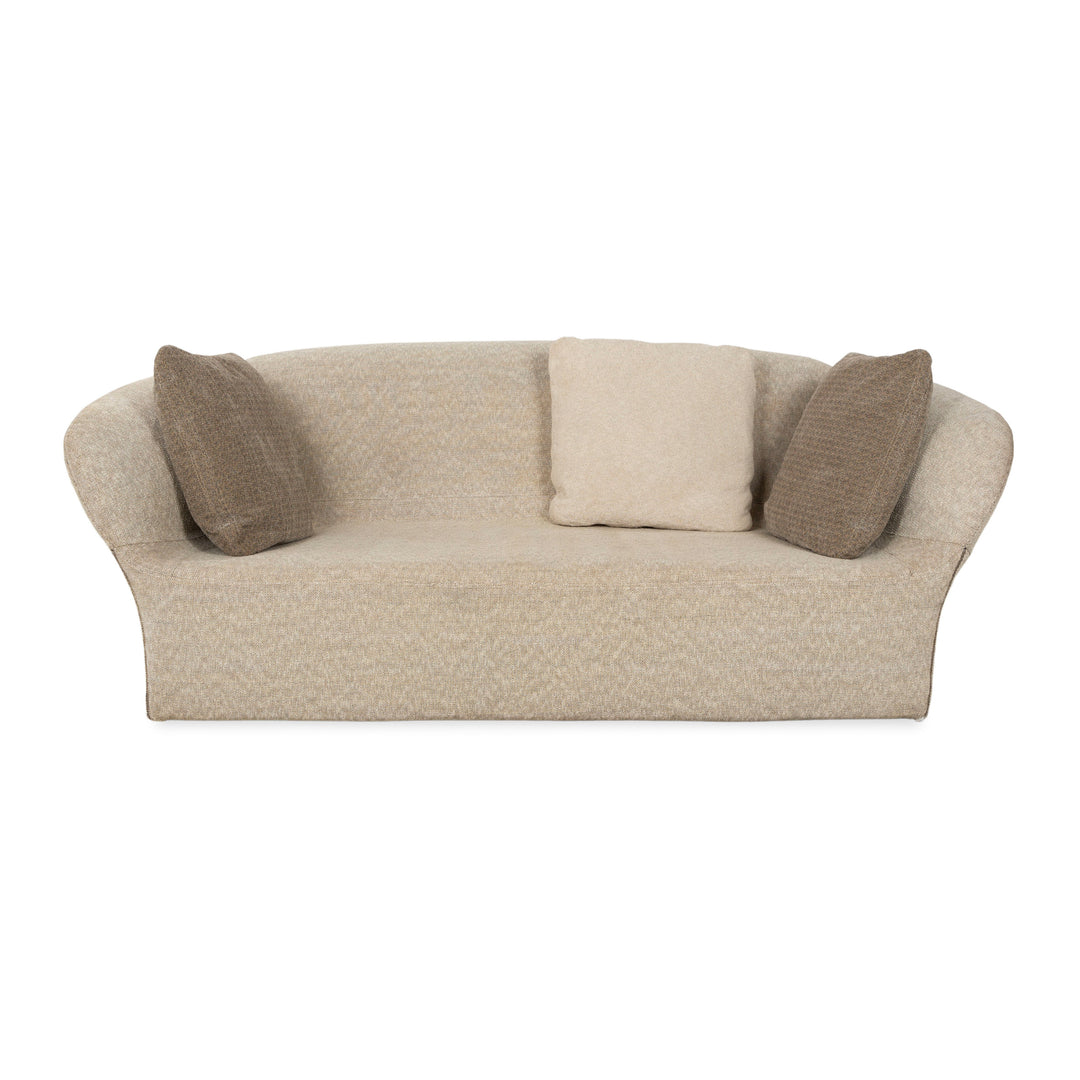 Moroso Bloomy Fabric Three Seater Beige Gray Sofa Couch