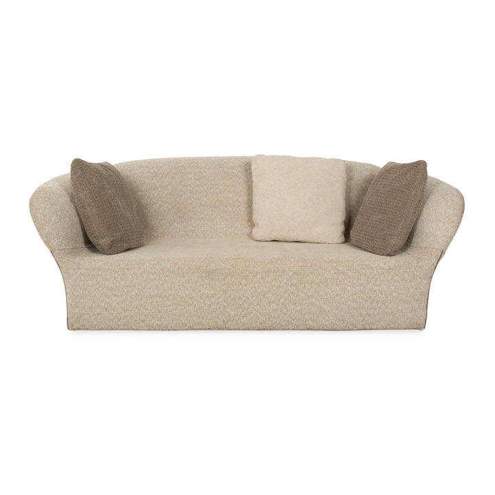 Moroso Bloomy Fabric Three Seater Beige Gray Sofa Couch