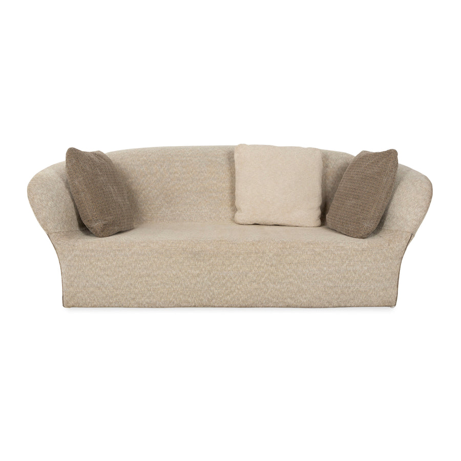 Moroso Bloomy Fabric Three Seater Beige Gray Sofa Couch
