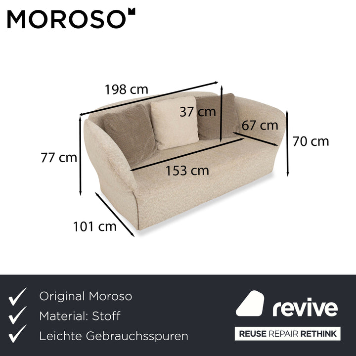 Moroso Bloomy Fabric Three Seater Beige Gray Sofa Couch