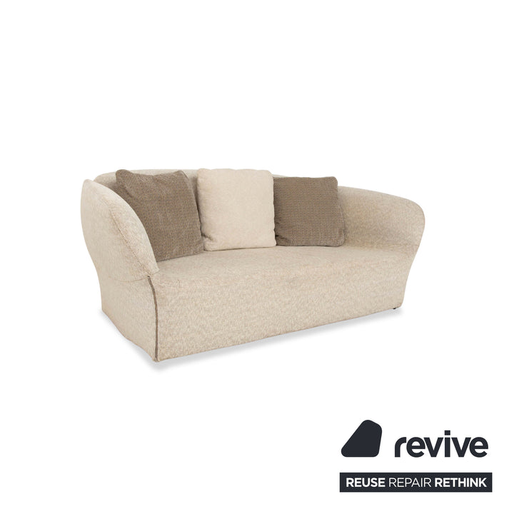 Moroso Bloomy Fabric Three Seater Beige Gray Sofa Couch