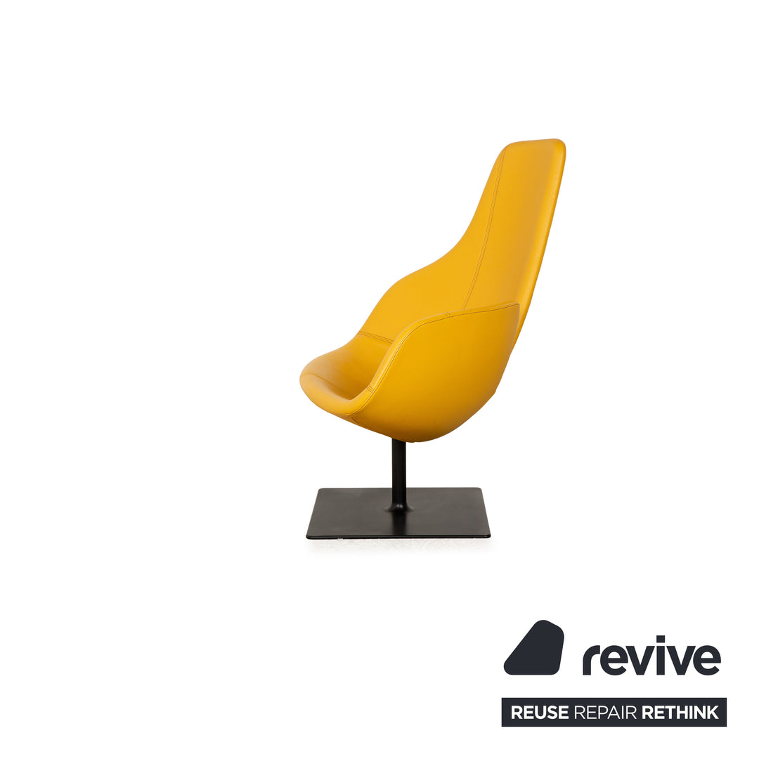 Moroso Fjord Leather Armchair Set Yellow Swivel Function