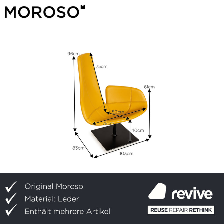 Moroso Fjord Leder Sessel Garnitur Gelb Drehfunktion