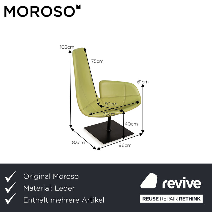 Moroso Fjord Leather Armchair Set Yellow Swivel Function