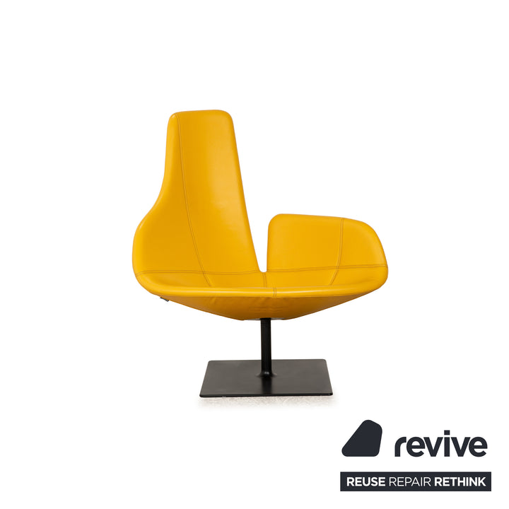 Moroso Fjord Leather Armchair Set Yellow Swivel Function