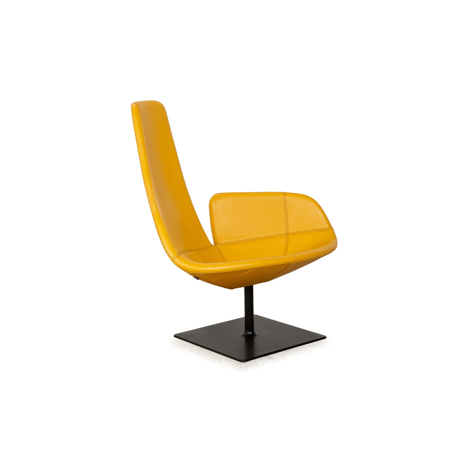 Moroso Fjord Leather Armchair Yellow Swivel Function