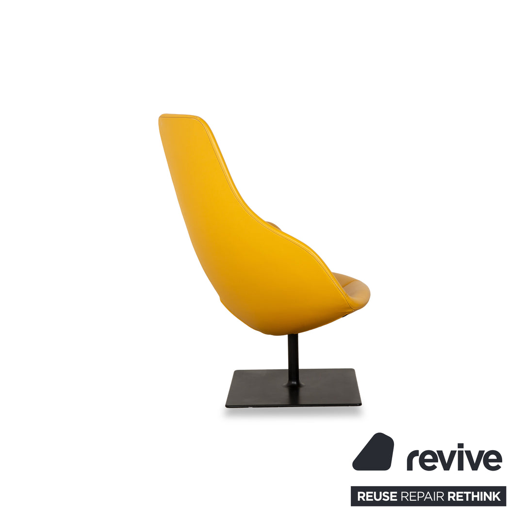 Moroso Fjord Leather Armchair Yellow Swivel Function