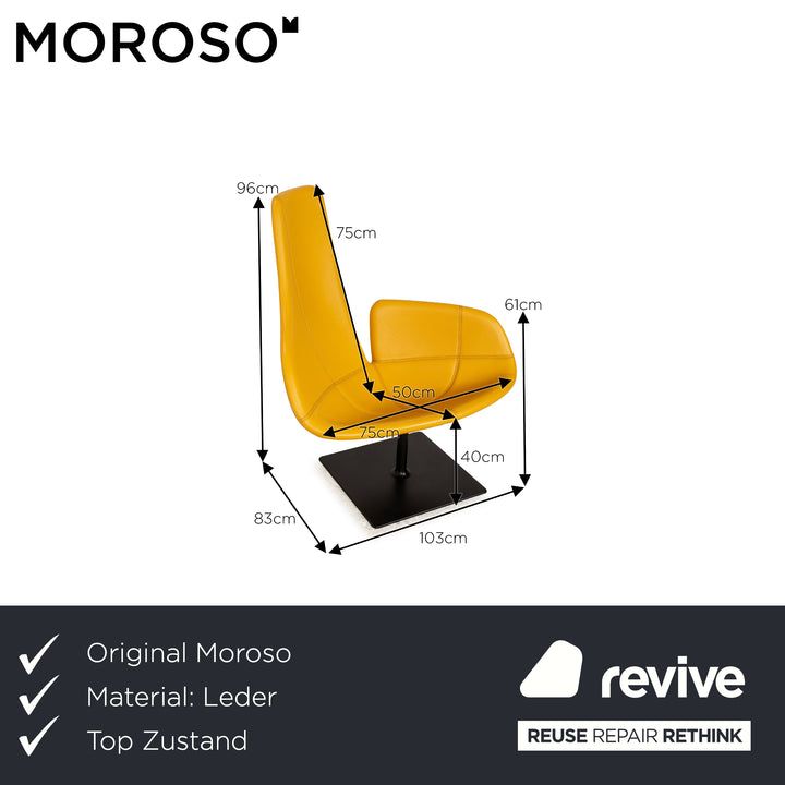 Moroso Fjord Leather Armchair Yellow Swivel Function