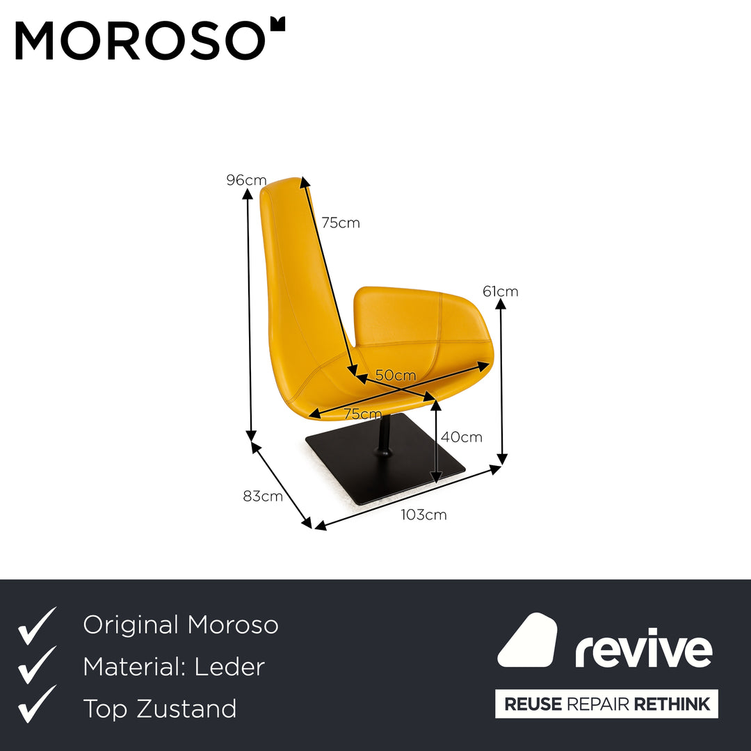 Moroso Fjord Fauteuil En Cuir Jaune Fonction Pivotante