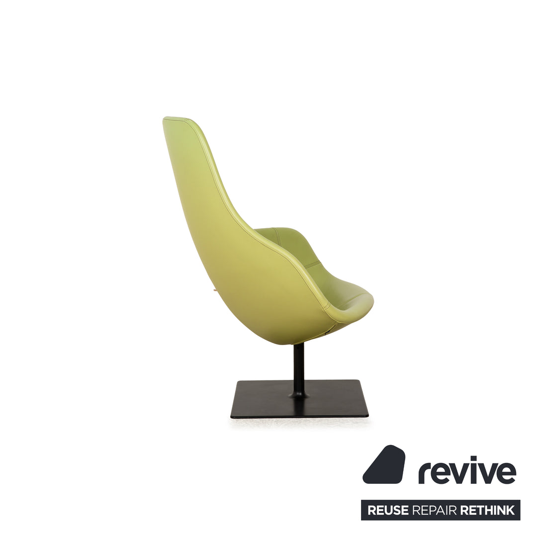 Moroso Fjord Leder Sessel Grün Drehfunktion