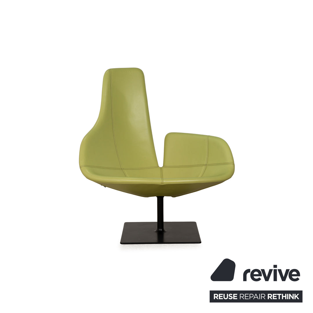 Moroso Fjord Leder Sessel Grün Drehfunktion