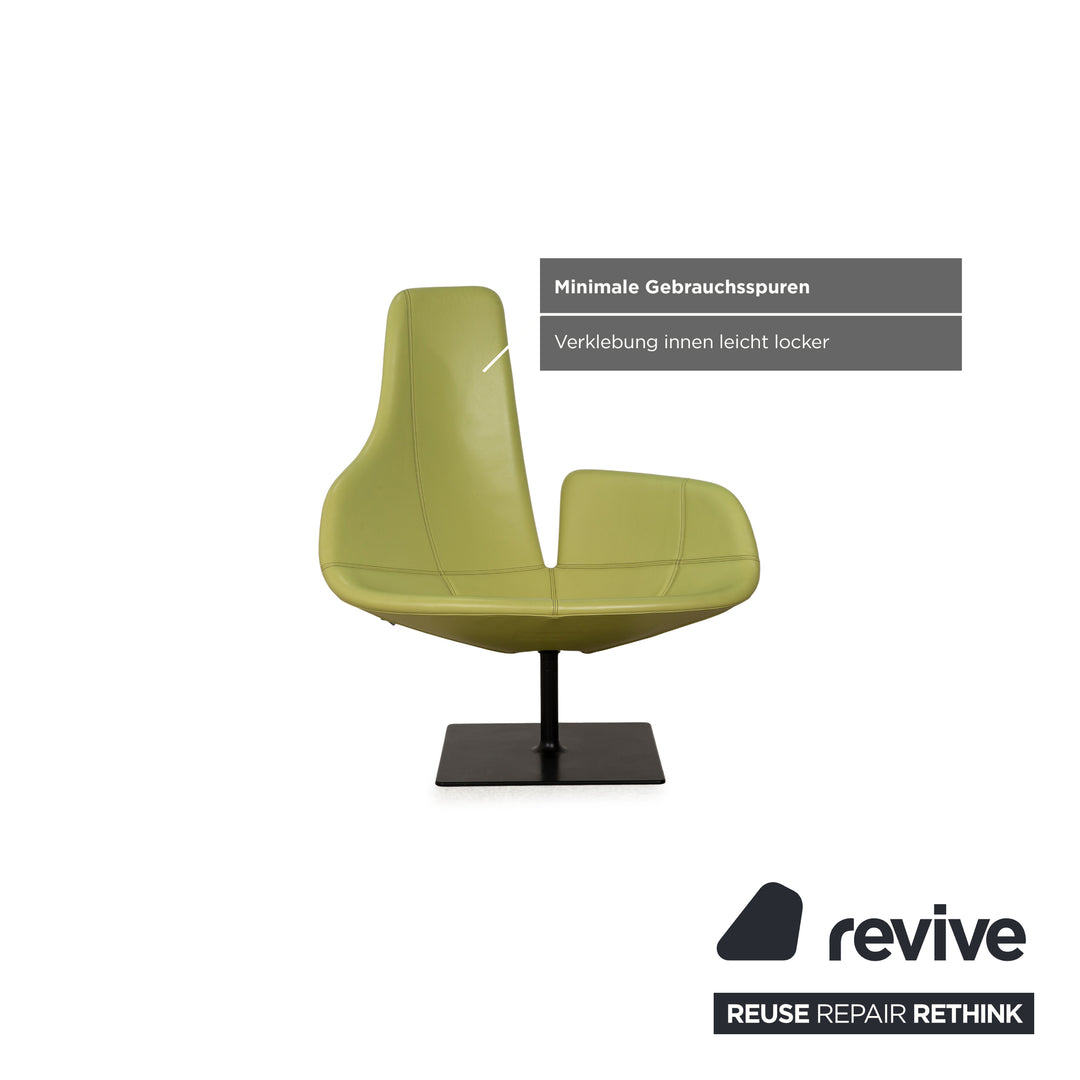 Fauteuil en cuir Moroso Fjord vert fonction pivotante