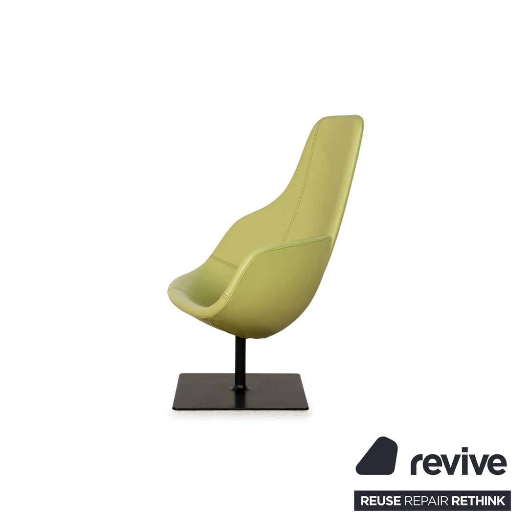 Moroso Fjord Leder Sessel Grün Drehfunktion