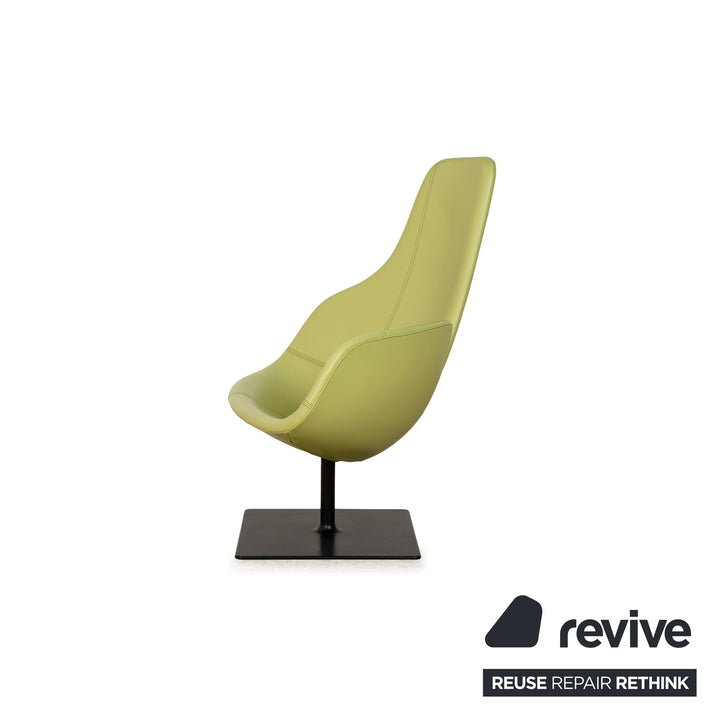 Moroso Fjord Leder Sessel Grün Drehfunktion