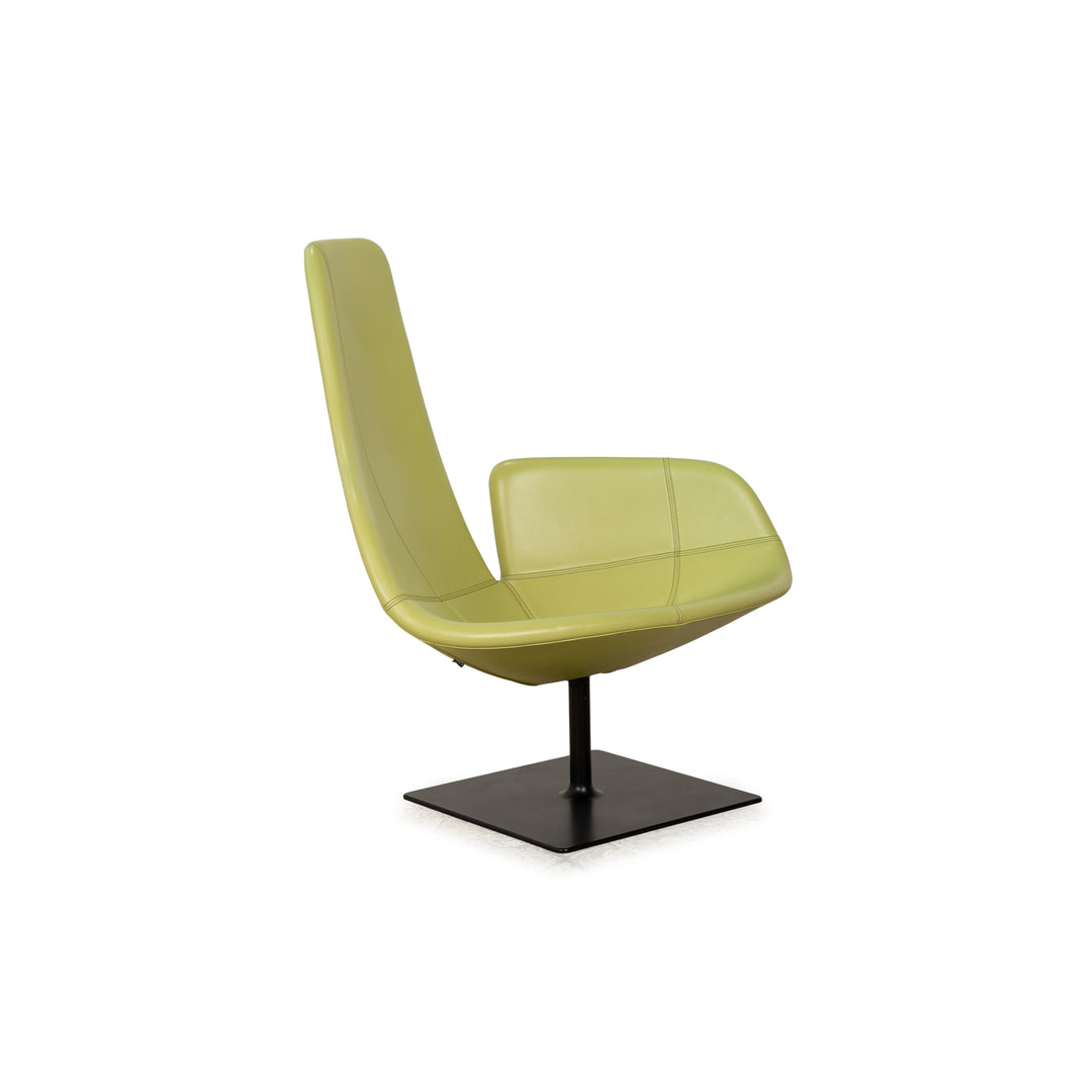 Moroso Fjord Leder Sessel Grün Drehfunktion