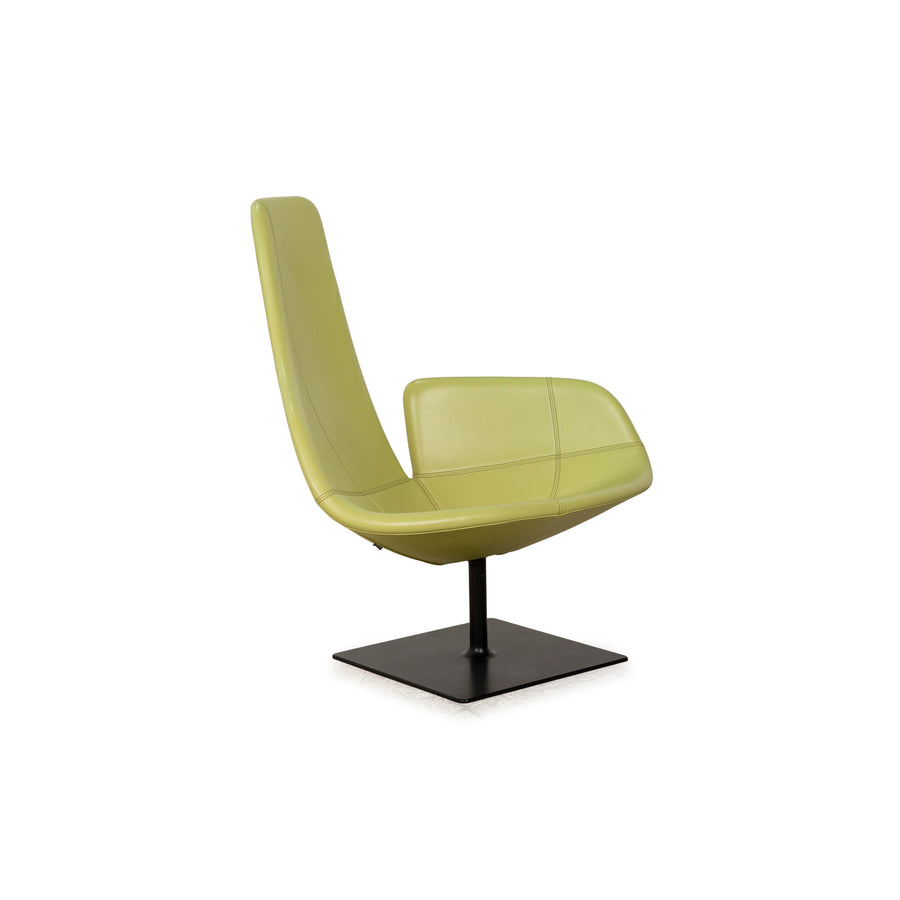 Moroso Fjord Leder Sessel Grün Drehfunktion