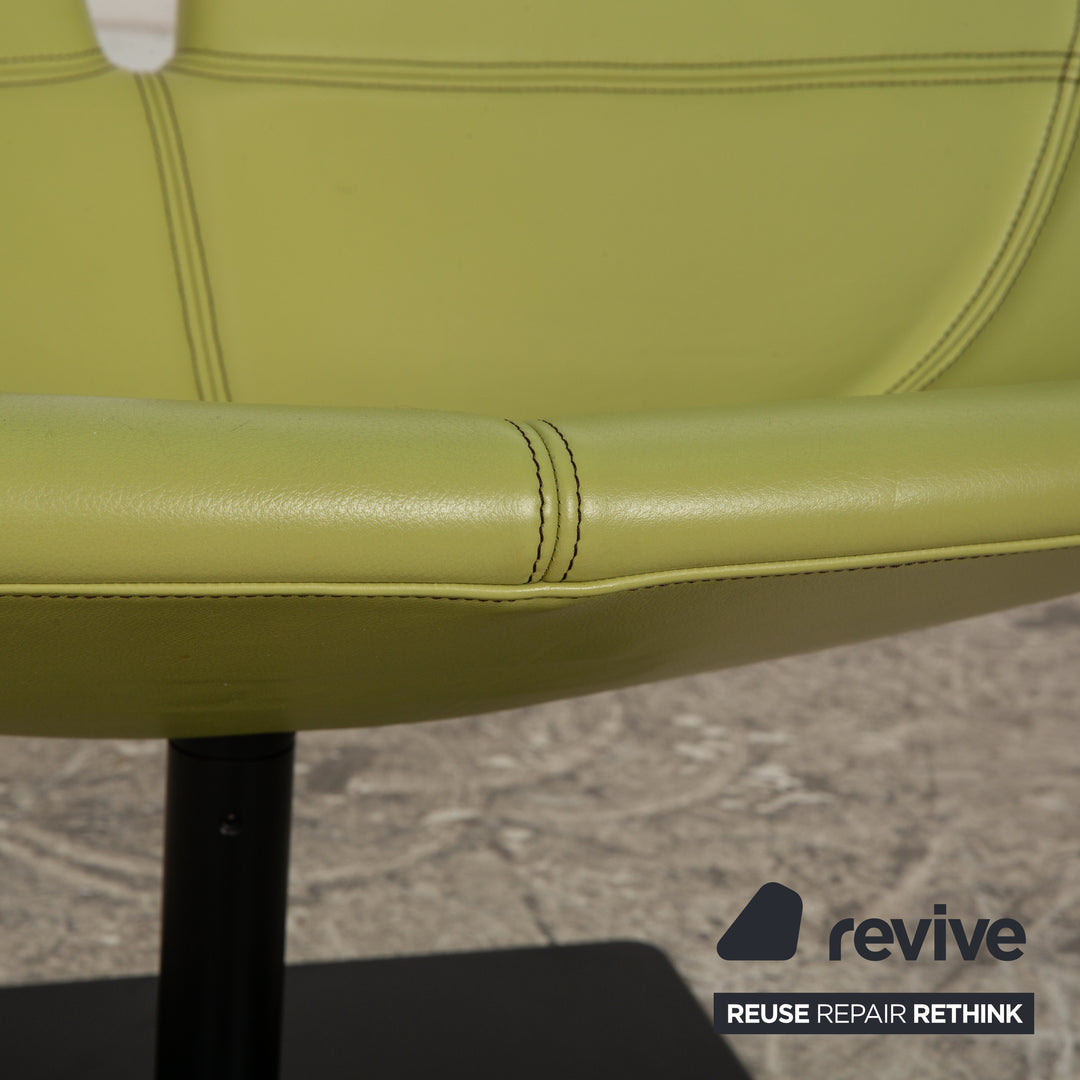 Moroso Fjord Leder Sessel Grün Drehfunktion