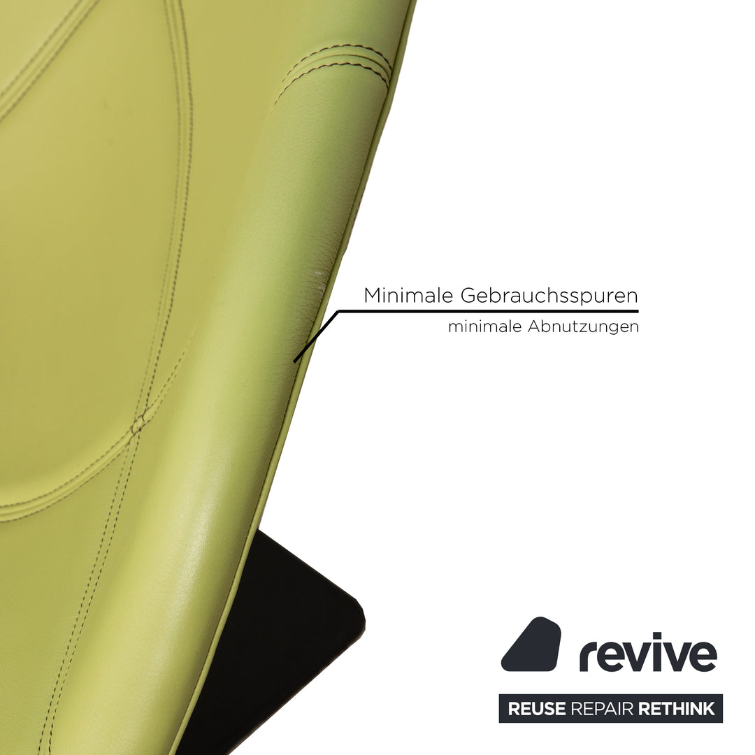 Moroso Fjord Leder Sessel Grün Drehfunktion