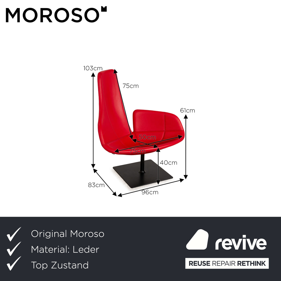 Moroso Fjord Leather Armchair Red Swivel function