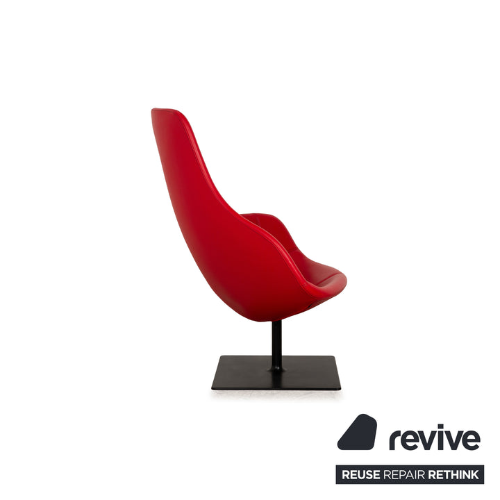 Moroso Fjord Leather Armchair Red Swivel function