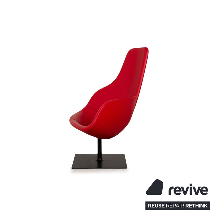 Moroso Fjord Leather Armchair Red Swivel function