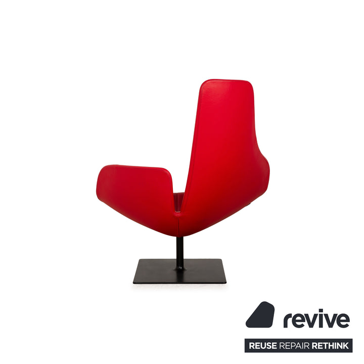 Moroso Fjord Leather Armchair Red Swivel function