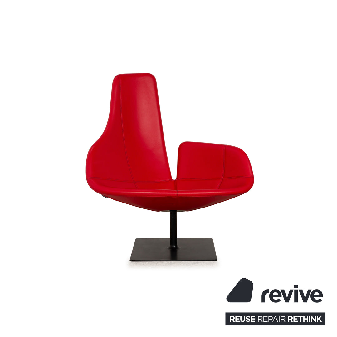 Moroso Fjord Leather Armchair Red Swivel function