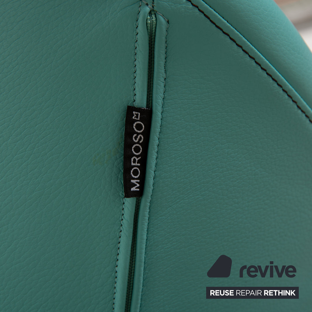 Moroso Fjord Fauteuil En Cuir Bleu Turquoise Fonction Pivotante