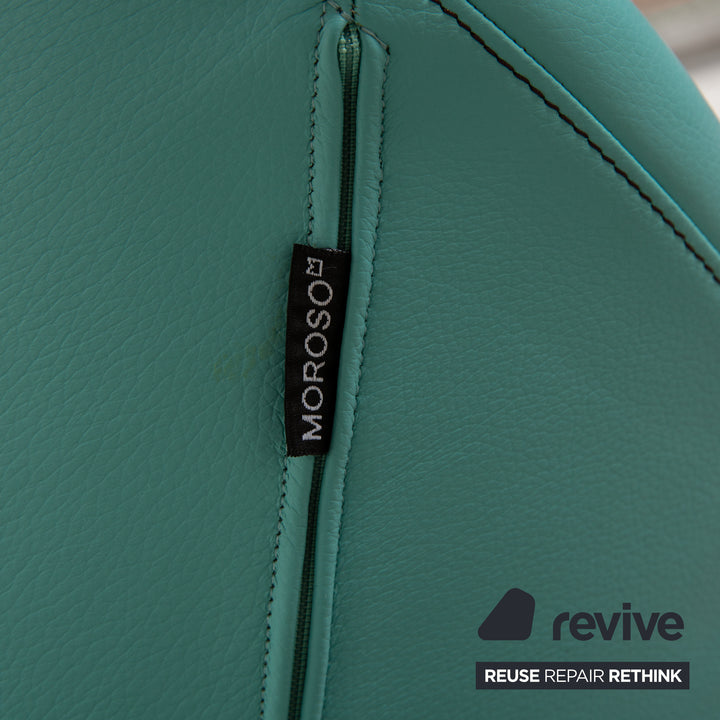 Moroso Fjord Fauteuil En Cuir Bleu Turquoise Fonction Pivotante