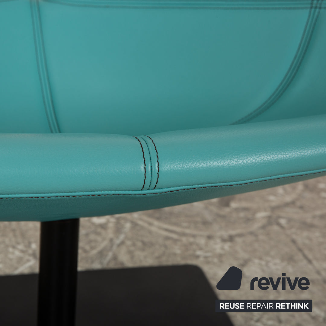 Moroso Fjord Leather Armchair Turquoise Blue Swivel Function