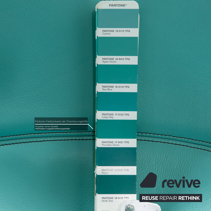 Moroso Fjord Leather Armchair Turquoise Blue Swivel Function