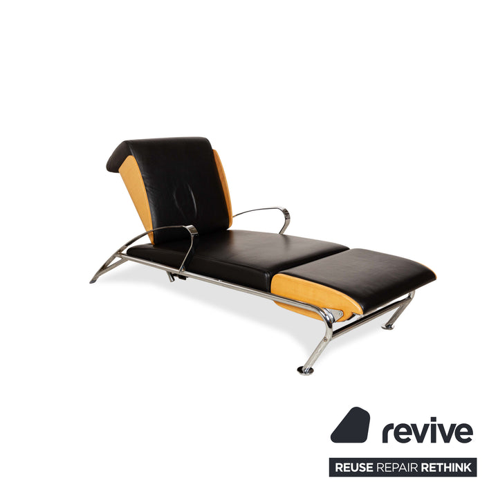 Moroso Futuro Leder Holz Liege Schwarz manuelle Funktion