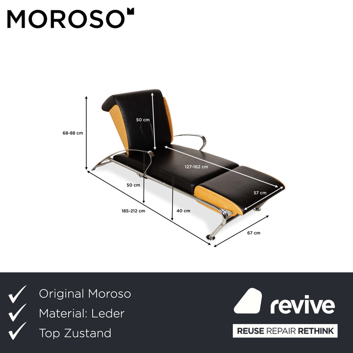 Moroso Futuro Leder Holz Liege Schwarz manuelle Funktion