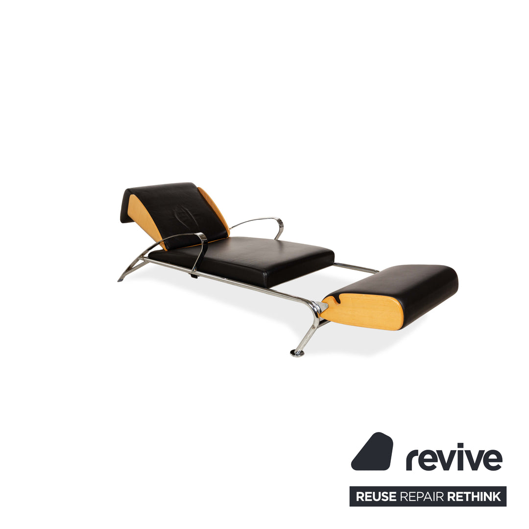 Moroso Futuro Leder Holz Liege Schwarz manuelle Funktion