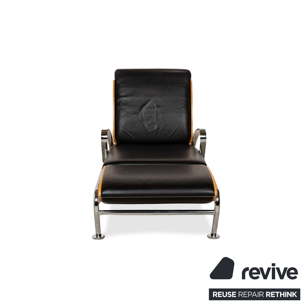 Moroso Futuro Leder Holz Liege Schwarz manuelle Funktion