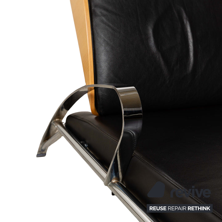 Moroso Futuro Leder Holz Liege Schwarz manuelle Funktion