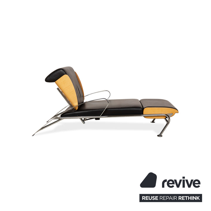 Moroso Futuro Leder Holz Liege Schwarz manuelle Funktion