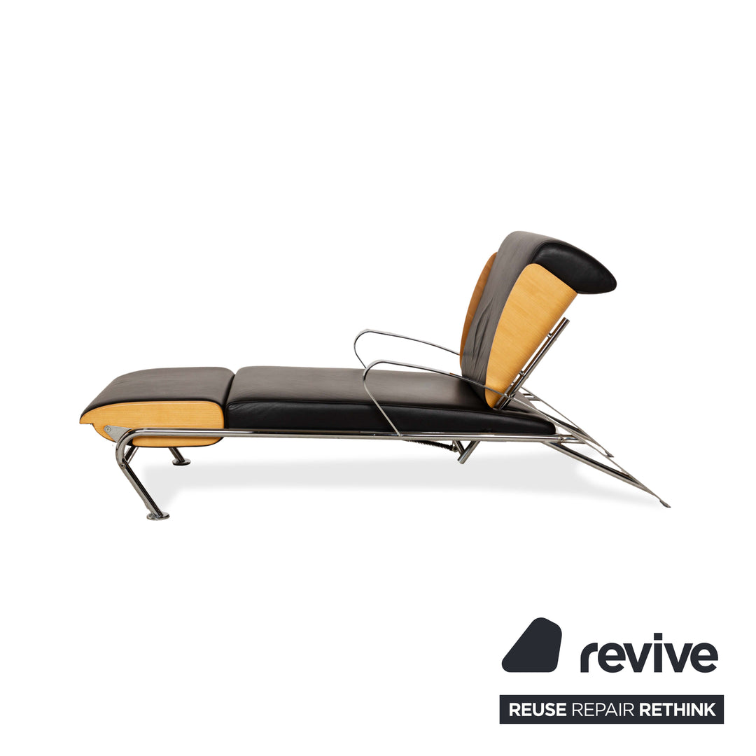 Moroso Futuro Leder Holz Liege Schwarz manuelle Funktion