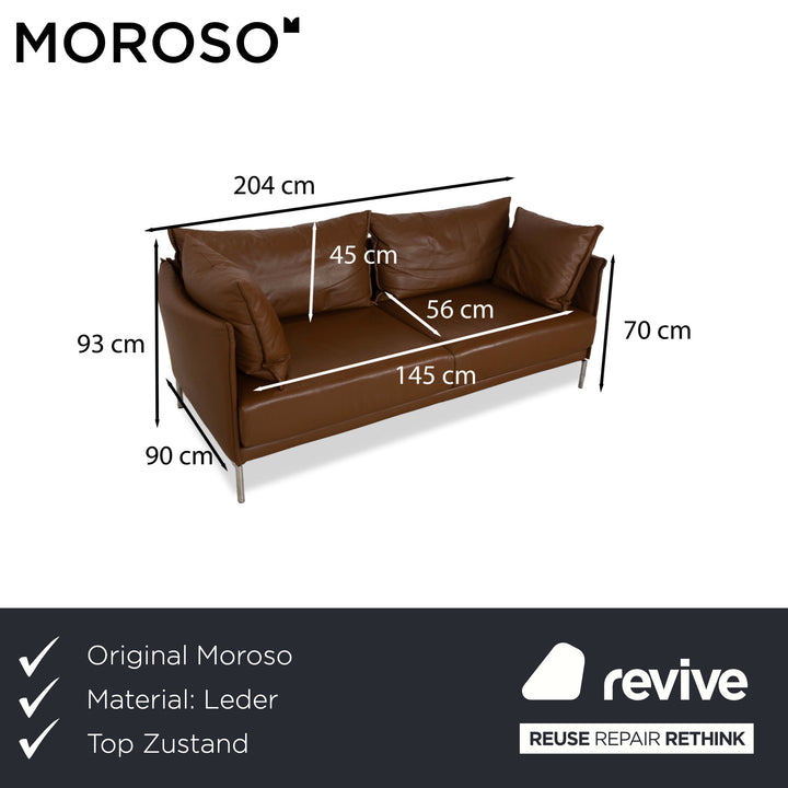 Moroso Gentry Leder Dreisitzer Braun Kastanie Sofa Couch