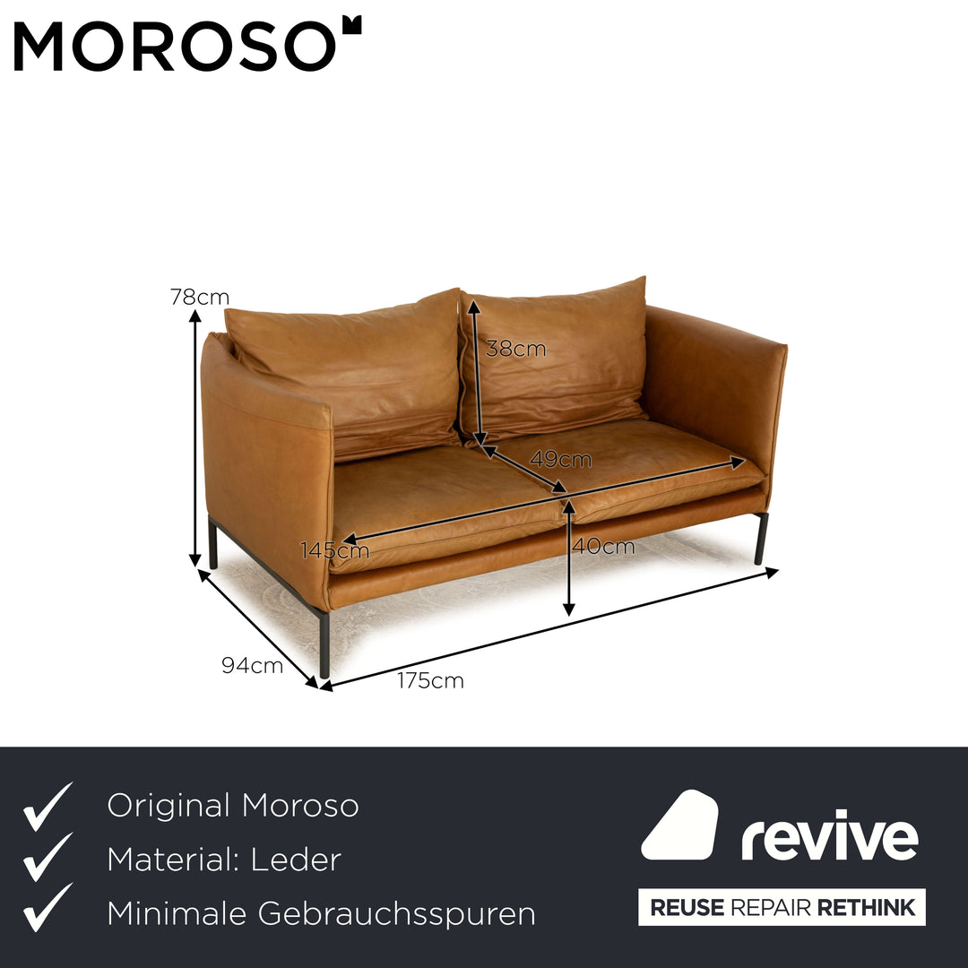 Moroso Genty Leather Two Seater Beige Light Brown Taupe Sofa Couch