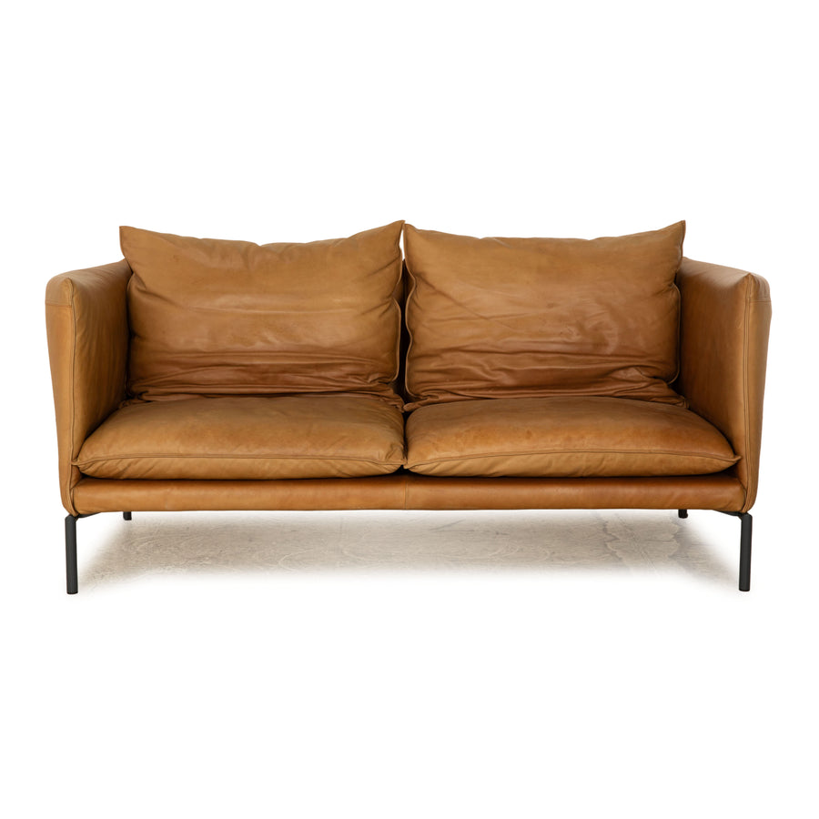 Moroso Genty Leather Two Seater Beige Light Brown Taupe Sofa Couch