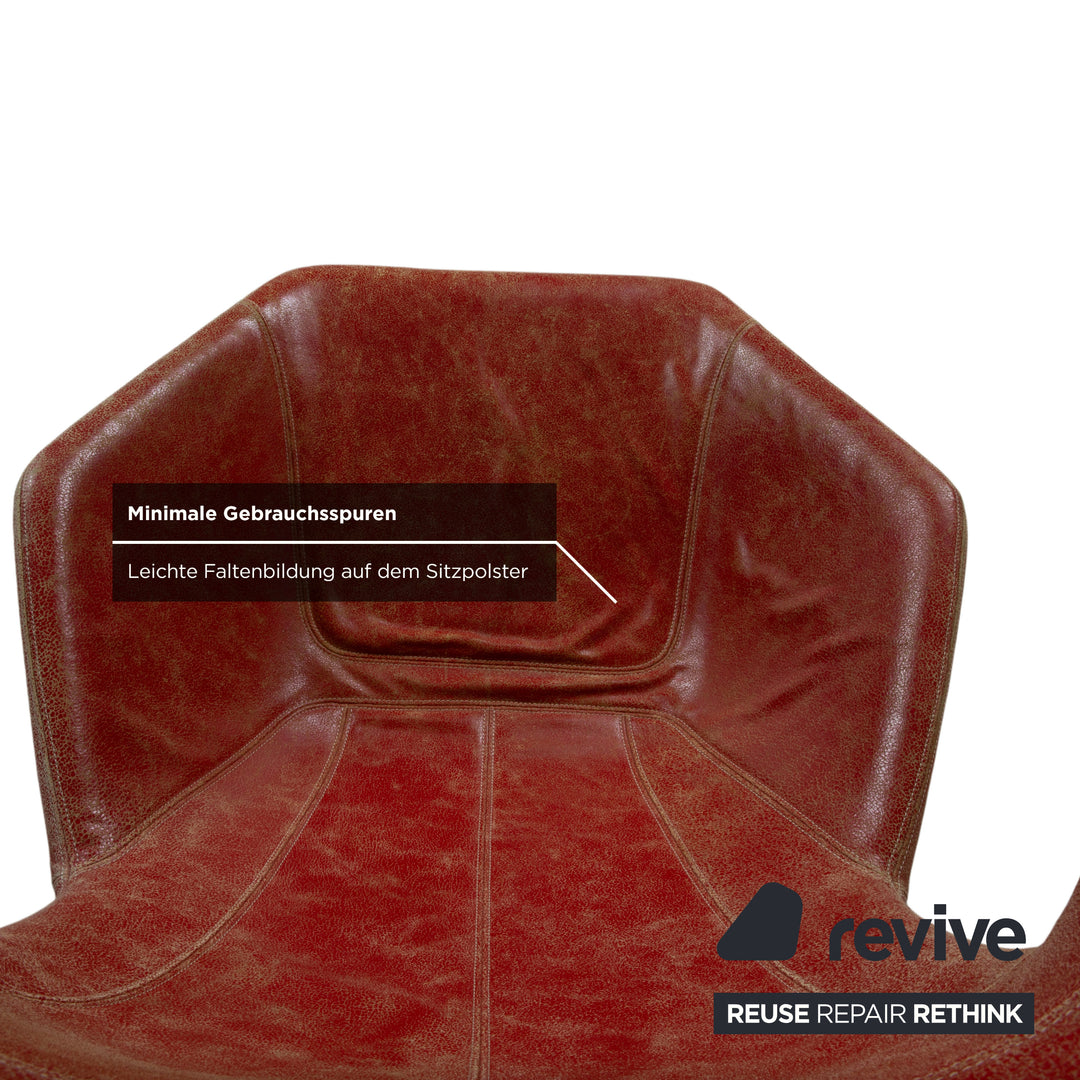 Moroso Take A Line For A Walk 389 Leder Sessel Rot inkl. Hocker von Alfredo Häberli