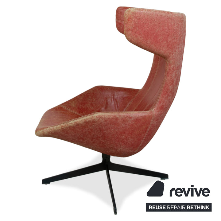 Moroso Take A Line For A Walk 389 Leder Sessel Rot inkl. Hocker von Alfredo Häberli